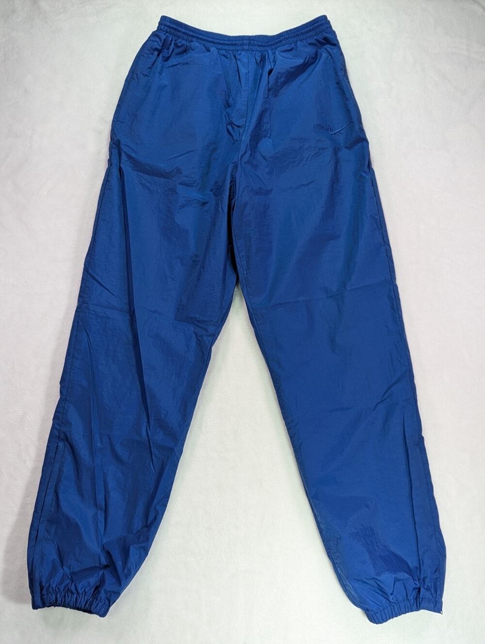 VTG 90s Nike Royal Blue Nylon Track Pants Womens M Zipper Ankle Windbreaker
